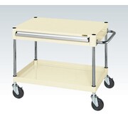 CSP-6061ANUI [CSパールワゴン 中量タイプ/均等耐荷重140kg/ナイロンウレタン車/H600mm/2段/移動式/引出し付 W600×D400×H600mm]