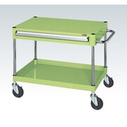 CSP-7561A [CSパールワゴン 中量タイプ/均等耐荷重140kg/ゴム車/H600mm/2段/移動式/引出し付 W750×D500×H600mm]