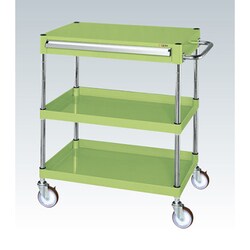 CSP-6072ANU [CSパールワゴン 中量タイプ/均等耐荷重140kg/ナイロンウレタン車/H740mm/3段/移動式/引出し付 W600×D400×H740mm]