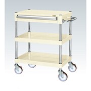 CSP-6072ANUI [CSパールワゴン 中量タイプ/均等耐荷重140kg/ナイロンウレタン車/H740mm/3段/移動式/引出し付 W600×D400×H740mm]