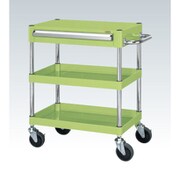 CSP-6072ASE [CSパールワゴン 中量タイプ/均等耐荷重140kg/サイレントエラストマー車/H740mm/3段/移動式/引出し付 W600×D400×H740mm]