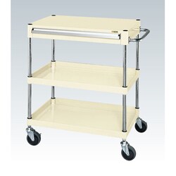 CSP-7572ASEI [CSパールワゴン 中量タイプ/均等耐荷重140kg/サイレントエラストマー車/H740mm/3段/移動式/引出し付 W750×D500×H740mm]