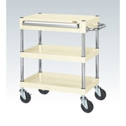 CSP-6082AI [CSパールワゴン 中量タイプ/均等耐荷重140kg/ゴム車/H880mm/3段/移動式/引出し付 W600×D400×H880mm]
