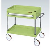 CSP-6062ANU [CSパールワゴン 中量タイプ/均等耐荷重130kg/ナイロンウレタン車/H600mm/2段/移動式/引出し付 W600×D400×H600mm]