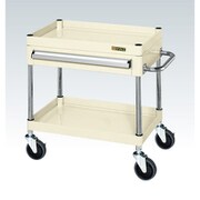 CSP-6062ASEI [CSパールワゴン 中量タイプ/均等耐荷重130kg/サイレントエラストマー車/H600mm/2段/移動式/引出し付 W600×D400×H600mm]