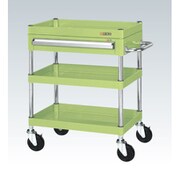 CSP-6073A [CSパールワゴン 中量タイプ/均等耐荷重130kg/ゴム車/H740mm/3段/移動式/引出し付 W600×D400×H740mm]
