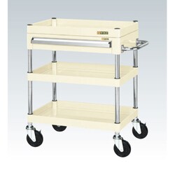 CSP-6073AI [CSパールワゴン 中量タイプ/均等耐荷重130kg/ゴム車/H740mm/3段/移動式/引出し付 W600×D400×H740mm]