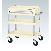 CSP-6073AI [CSパールワゴン 中量タイプ/均等耐荷重130kg/ゴム車/H740mm/3段/移動式/引出し付 W600×D400×H740mm]