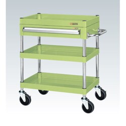 CSP-6073ASE [CSパールワゴン 中量タイプ/均等耐荷重130kg/サイレントエラストマー車/H740mm/3段/移動式/引出し付 W600×D400×H740mm]