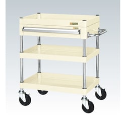 CSP-6083AI [CSパールワゴン 中量タイプ/均等耐荷重130kg/ゴム車/H880mm/3段/移動式/引出し付 W600×D400×H880mm]