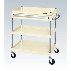 CSP-7583AI [CSパールワゴン 中量タイプ/均等耐荷重130kg/ゴム車/H880mm/3段/移動式/引出し付 W750×D500×H880mm]