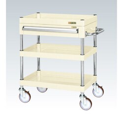 CSP-7583ANUI [CSパールワゴン 中量タイプ/均等耐荷重130kg/ナイロンウレタン車/H880mm/3段/移動式/引出し付 W750×D500×H880mm]