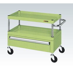 CSP-6062C [CSパールワゴン 中量タイプ/均等耐荷重130kg/ゴム車/H600mm/2段/移動式/引出し付 W600×D400×H600mm]