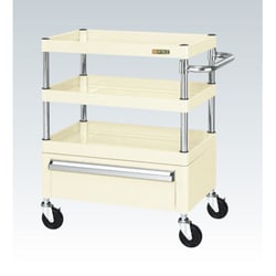 CSP-6073CI [CSパールワゴン 中量タイプ/均等耐荷重130kg/ゴム車/H740mm/3段/移動式/引出し付 W600×D400×H740mm]