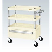 CSP-6073CI [CSパールワゴン 中量タイプ/均等耐荷重130kg/ゴム車/H740mm/3段/移動式/引出し付 W600×D400×H740mm]