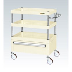CSP-6073CNUI [CSパールワゴン 中量タイプ/均等耐荷重130kg/ナイロンウレタン車/H740mm/3段/移動式/引出し付 W600×D400×H740mm]
