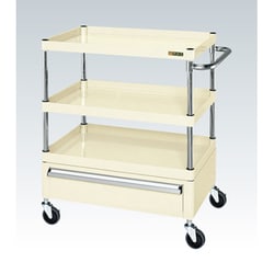CSP-6073CSEI [CSパールワゴン 中量タイプ/均等耐荷重130kg/サイレントエラストマー車/H740mm/3段/移動式/引出し付 W600×D400×H740mm]