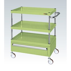 CSP-7573CNU [CSパールワゴン 中量タイプ/均等耐荷重130kg/ナイロンウレタン車/H740mm/3段/移動式/引出し付 W750×D500×H740mm]