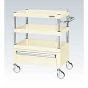 CSP-7573CNUI [CSパールワゴン 中量タイプ/均等耐荷重130kg/ナイロンウレタン車/H740mm/3段/移動式/引出し付 W750×D500×H740mm]