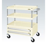 CSP-6083A2NUI [CSパールワゴン 中量タイプ/均等耐荷重120kg/ナイロンウレタン車/H880mm/3段/移動式/引出し付 W600×D400×H880mm]