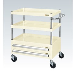 CSP-6083A2SEI [CSパールワゴン 中量タイプ/均等耐荷重120kg/サイレントエラストマー車/H880mm/3段/移動式/引出し付 W600×D400×H880mm]