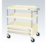 CSP-7583A2I [CSパールワゴン 中量タイプ/均等耐荷重120kg/ゴム車/H880mm/3段/移動式/引出し付 W750×D500×H880mm]