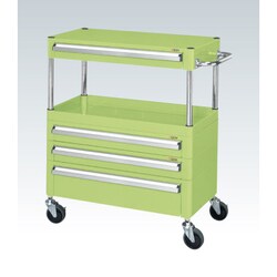 CSP-6081A3C [CSパールワゴン 中量タイプ/均等耐荷重100kg/ゴム車/H880mm/2段/移動式/引出し付 W600×D400×H880mm]