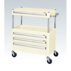 CSP-6081A3CSEI [CSパールワゴン 中量タイプ/均等耐荷重100kg/サイレントエラストマー車/H880mm/2段/移動式/引出し付 W600×D400×H880mm]