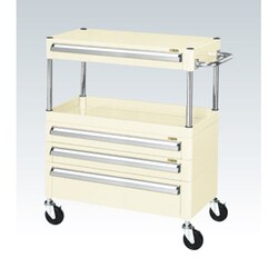CSP-7581A3CI [CSパールワゴン 中量タイプ/均等耐荷重100kg/ゴム車/H880mm/2段/移動式/引出し付 W750×D500×H880mm]