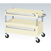 CSP-6061ACI [CSパールワゴン 中量タイプ/均等耐荷重120kg/ゴム車/H600mm/2段/移動式/引出し付 W600×D400×H600mm]