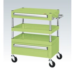 CSP-6072AC [CSパールワゴン 中量タイプ/均等耐荷重120kg/ゴム車/H740mm/3段/移動式/引出し付 W600×D400×H740mm]