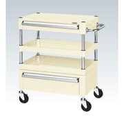 CSP-6072ACI [CSパールワゴン 中量タイプ/均等耐荷重120kg/ゴム車/H740mm/3段/移動式/引出し付 W600×D400×H740mm]