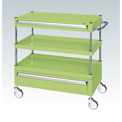 CSP-6072ACNU [CSパールワゴン 中量タイプ/均等耐荷重120kg/ナイロンウレタン車/H740mm/3段/移動式/引出し付 W600×D400×H740mm]
