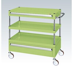 CSP-7572ACNU [CSパールワゴン 中量タイプ/均等耐荷重120kg/ナイロンウレタン車/H740mm/3段/移動式/引出し付 W750×D500×H740mm]