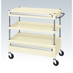 CSP-7582ACI [CSパールワゴン 中量タイプ/均等耐荷重120kg/ゴム車/H880mm/3段/移動式/引出し付 W750×D500×H880mm]