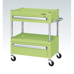 CSP-6072AC2 [CSパールワゴン 中量タイプ/均等耐荷重120kg/ゴム車/H740mm/2段/移動式/引出し付 W600×D400×H740mm]
