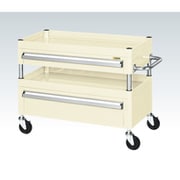 CSP-7572AC2I [CSパールワゴン 中量タイプ/均等耐荷重120kg/ゴム車/H740mm/2段/移動式/引出し付 W750×D500×H740mm]