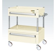 CSP-7572AC2NUI [CSパールワゴン 中量タイプ/均等耐荷重120kg/ナイロンウレタン車/H740mm/2段/移動式/引出し付 W750×D500×H740mm]