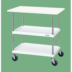CSP-9082VSEW [CSパールワゴン 中量タイプ/均等耐荷重150kg/抗菌・抗ウイルスポリエステル天板/サイレントエラストマー車/H900mm/2段＋天板付/移動式 W900×D600×H900mm]