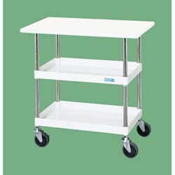 CSP-7572VNUW [CSパールワゴン 中量タイプ/均等耐荷重150kg/抗菌・抗ウイルスポリエステル天板/ナイロンウレタン車/H760mm/2段＋天板付/移動式 W750×D500×H760mm]