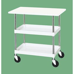 CSP-9082VW [CSパールワゴン 中量タイプ/均等耐荷重150kg/抗菌・抗ウイルスポリエステル天板/ゴム車/H900mm/2段＋天板付/移動式 W900×D600×H900mm]