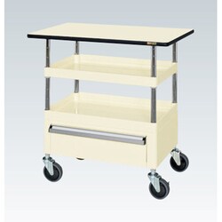 CSP-7572CTPSEI [CSパールワゴン 中量タイプ/均等耐荷重130kg/ポリエステル天板/サイレントエラストマー車/H760mm/2段＋天板付/移動式/引出し・天板付 W750×D500×H760mm]
