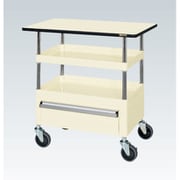 CSP-9072CTPSEI [CSパールワゴン 中量タイプ/均等耐荷重130kg/ポリエステル天板/サイレントエラストマー車/H760mm/2段＋天板付/移動式/引出し・天板付 W900×D600×H760mm]