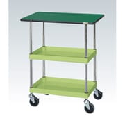 CSP-9072TESE [CSパールワゴン 中量タイプ/均等耐荷重150kg/改正RoHS10物質対応サカエリューム天板/サイレントエラストマー車/H760mm/2段＋天板付/移動式 W900×D600×H760mm]