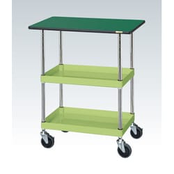 CSP-9082TESE [CSパールワゴン 中量タイプ/均等耐荷重150kg/改正RoHS10物質対応サカエリューム天板/サイレントエラストマー車/H900mm/2段＋天板付/移動式 W900×D600×H900mm]
