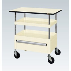 CSP-9082CTPNUI [CSパールワゴン 中量タイプ/均等耐荷重130kg/ポリエステル天板/ナイロンウレタン車/H900mm/2段＋天板付/移動式/引出し・天板付 W900×D600×H900mm]