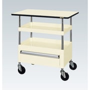 CSP-9082CTPNUI [CSパールワゴン 中量タイプ/均等耐荷重130kg/ポリエステル天板/ナイロンウレタン車/H900mm/2段＋天板付/移動式/引出し・天板付 W900×D600×H900mm]