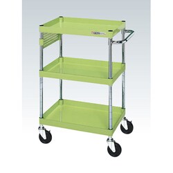 CSP-6083P [CSパールワゴン 中量タイプ/均等耐荷重150kg/ゴム車/H880mm/3段/移動式/パンチングパネル付 W600×D400×H880mm]