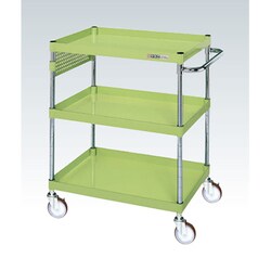 CSP-6083PNU [CSパールワゴン 中量タイプ/均等耐荷重150kg/ナイロンウレタン車/H880mm/3段/移動式/パンチングパネル付 W600×D400×H880mm]