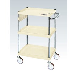 CSP-6083PNUI [CSパールワゴン 中量タイプ/均等耐荷重150kg/ナイロンウレタン車/H880mm/3段/移動式/パンチングパネル付 W600×D400×H880mm]